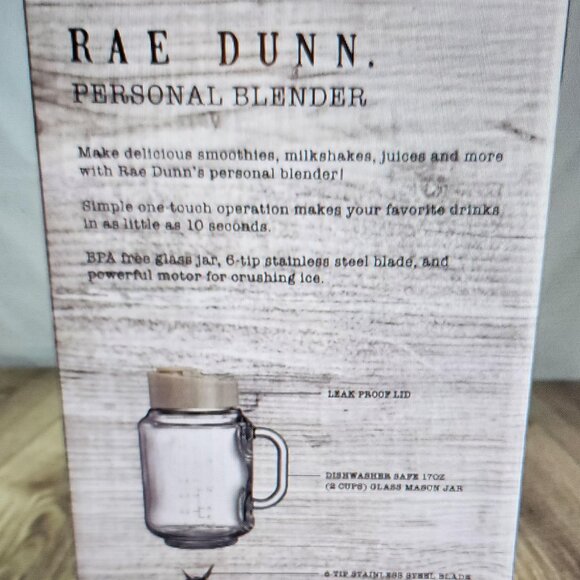 Rae Dunn Personal Blender 350 Watt 17Oz 6 Tip Stainless Steel Blade - Ivory - Picture 2 of 4